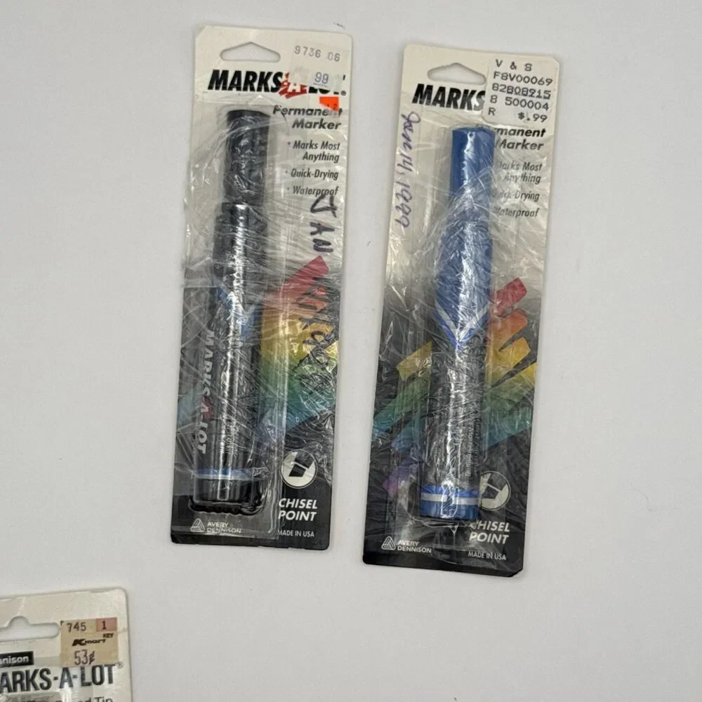 Vtg Dennison Marks-A-Lot Black Blue Green Permanent Broad Tip Marker Lot 6